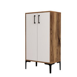 Hanah Home Zapatero Nogal y Blanco 60x111x35 cm. Mueble Organizador con Estantes.